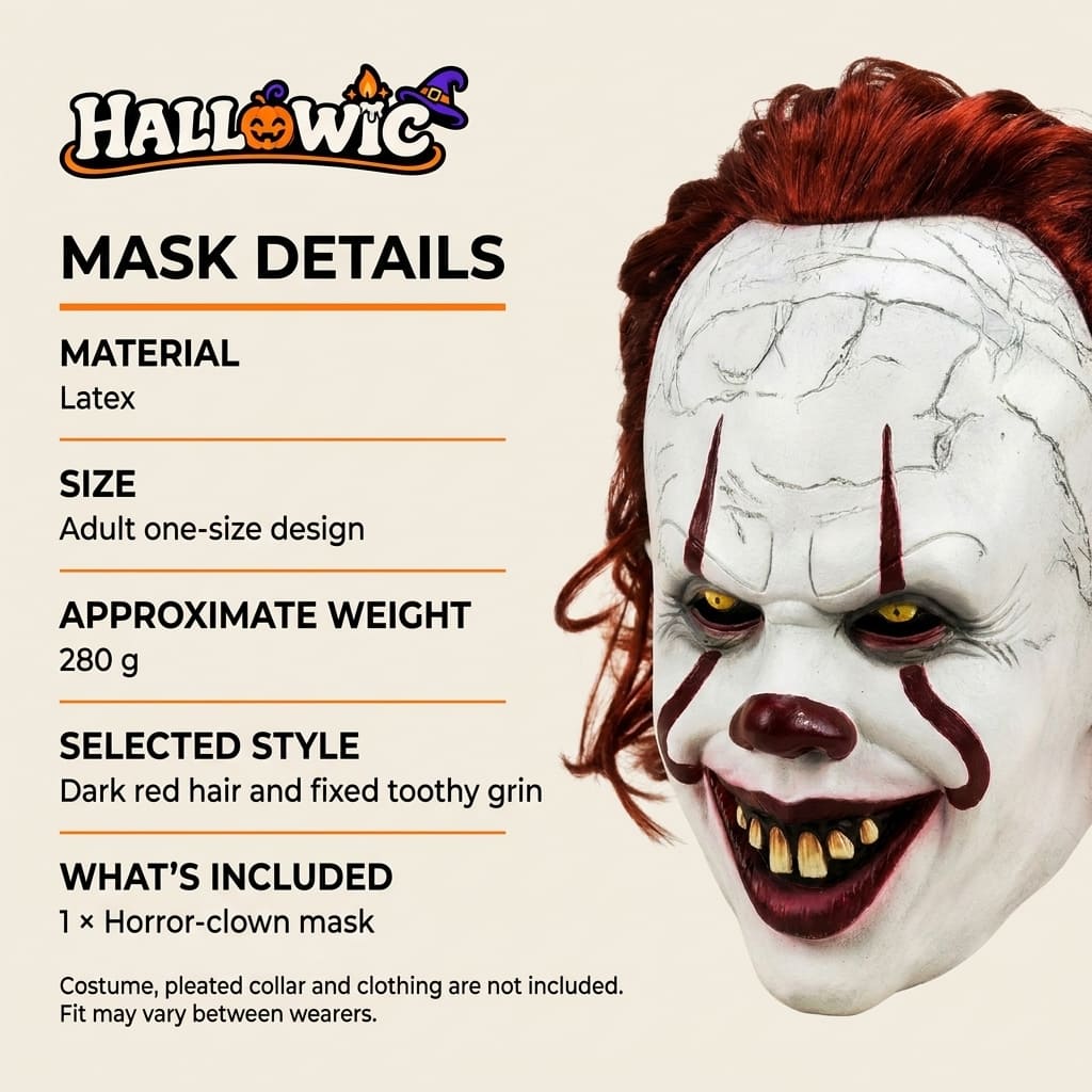 RuinGrin – Red-Haired Horror Clown Mask